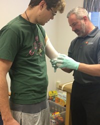 NEW TOOL Carson Miller is working with the Hanger Clinic in San Luis Obispo to find a prosthesis that will suit his needs.