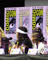 GIRL POWER  Jodie Whittaker (far left), talks feminism in media, with Camila Mendes, Chloe Bennet, Amandla Stenberg, and Regina King, on the Women Who Kick Ass panel at San Diego Comic-Con.