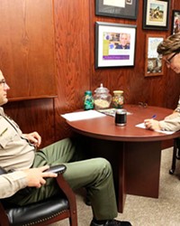 HIRING San Luis Obispo County Sheriff-Coroner Ian Parkinson (left) said a decline in lateral recruits from other agencies is contributing to longer vacancy periods as new, young deputies complete their required training.