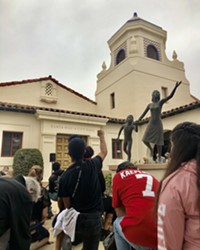 MOMENT OF SILENCE Protestors kneel for eight minutes and 46 seconds of silence in memory of George Floyd outside Santa Maria City Hall.