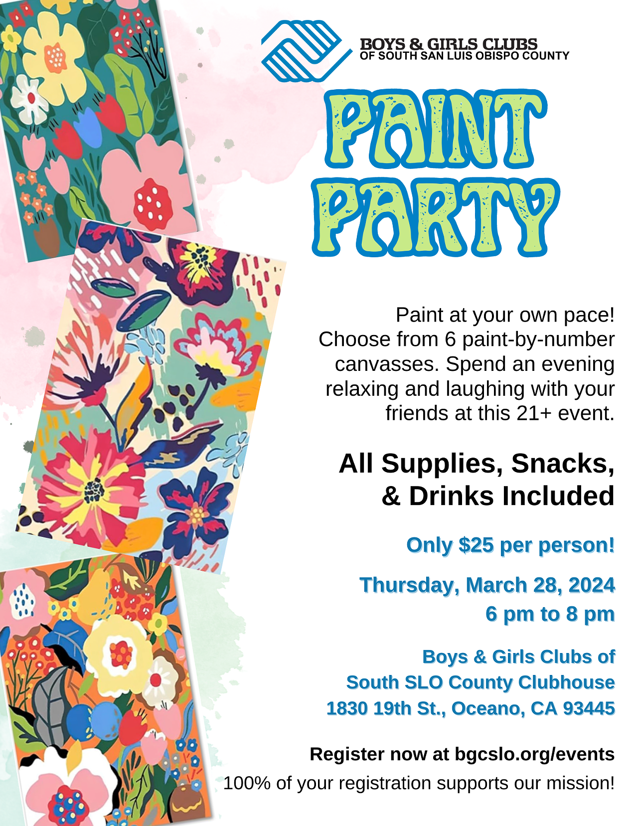 Paint Party | Boys and Girls Clubs of South San Luis Obispo County  Clubhouse | Classes & Workshops, Create & Learn, Fundraisers, Arts | New  Times San Luis Obispo
